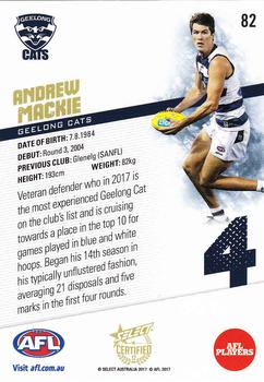 2017 Select Certified #82 Andrew Mackie Back